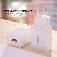 Load image into Gallery viewer, ENKAY Hat-Prince T006-1 18W USB QC 3.0 Fast Charging Travel Charger Power Adapter, EU Plug