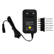 Load image into Gallery viewer, 3V 4.5V 5V 6V 7.5V 9V 12V 2A 2.5A AC DC Adapter Adjustable Power Adapter Universal Charger Power Supply 30W, EU Plug, US Plug