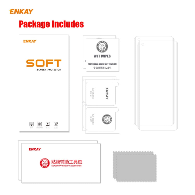 2 PCS ENKAY Hat-Prince 3D Full Screen PET Curved Hot Bending HD Screen Protector Soft Film Support Fingerprint Unlock