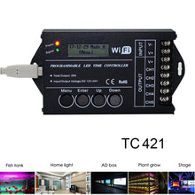 Load image into Gallery viewer, TC421 20A WiFi Programmable 5CH RGB LED Time Controller for Aquarium, Fish Tank, Plant Growth, DC 12-24V