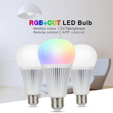 Load image into Gallery viewer, FUT012 E27 9W RGB + CCT LED Bulb Light 100V-240V Full Color Remote Control Smart Bulb WiFi 2.4G Wireless