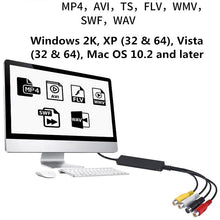 Load image into Gallery viewer, USB to RCA Cable 60+ Supports Vista 64 / Win 7 / Win 8 / Win 10 / Mac OS