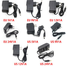 Load image into Gallery viewer, 100-240V AC to DC Power Charger Adapter 5V 9V 12V 24V 1A 5.5mmx2.5mm (5V 1A EU Plug), 5V 1A EU Plug, 9V 1A EU Plug, 12V 1A EU Plug, 24V 1A EU Plug, 5V 1A US Plug, 9V 1A US Plug, 12V 1A US Plug, 24V 1A US Plug