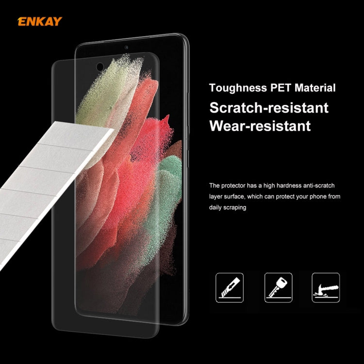 5 PCS For Samsung Galaxy S21 Ultra 5G ENKAY Hat-Prince 3D Full Screen PET Curved Hot Bending HD Screen Protector Soft Film