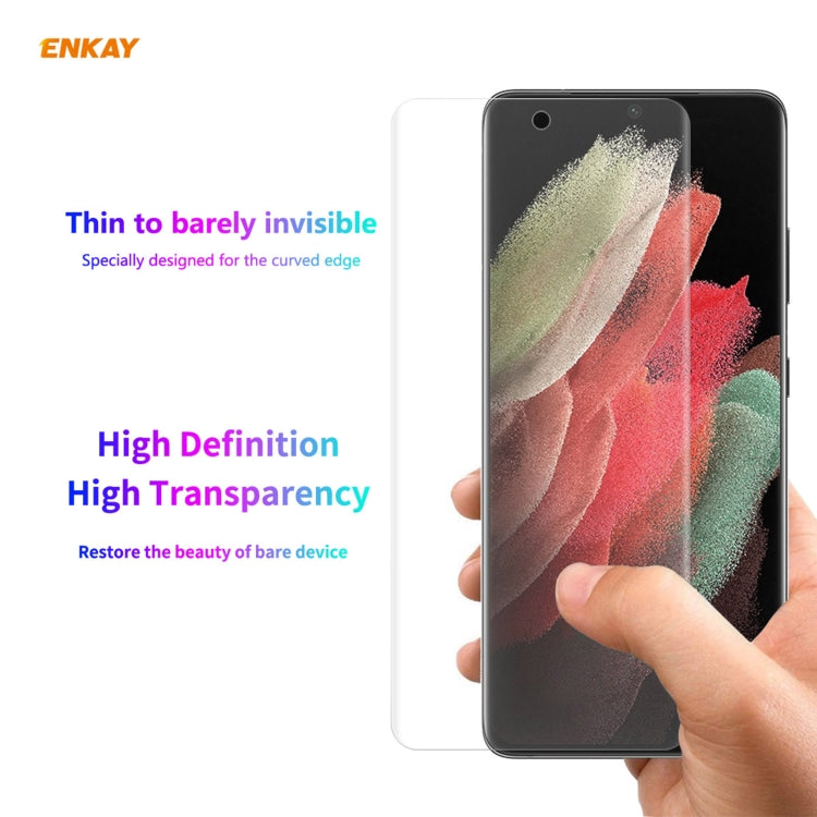 10 PCS For Samsung Galaxy S21 Ultra 5G ENKAY Hat-Prince 3D Full Screen PET Curved Hot Bending HD Screen Protector Soft Film