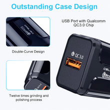 Load image into Gallery viewer, LZ-023 18W QC 3.0 USB Portable Travel Charger + 3A USB to 8 Pin Data Cable, US Plug, USB to 8 Pin Data Cable, US Plug, 8 Pin Data Cable, US Plug