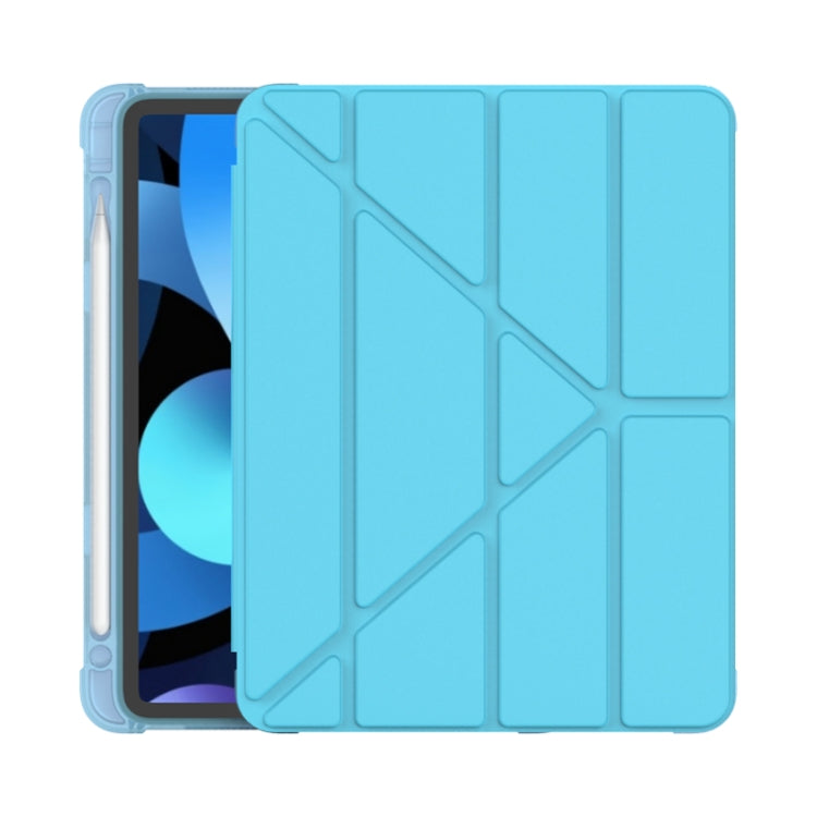For iPad Air 11 2024 / Air 2022 10.9 Multi-folding Matte Surface Leather Tablet Case with Pen Slot
