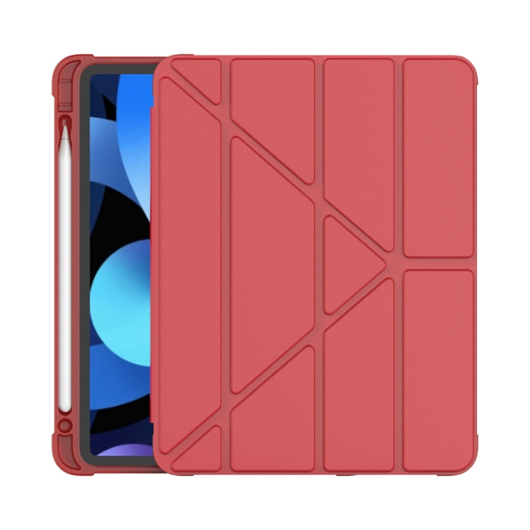 For iPad Air 11 2024 / Air 2022 10.9 Multi-folding Matte Surface Leather Tablet Case with Pen Slot