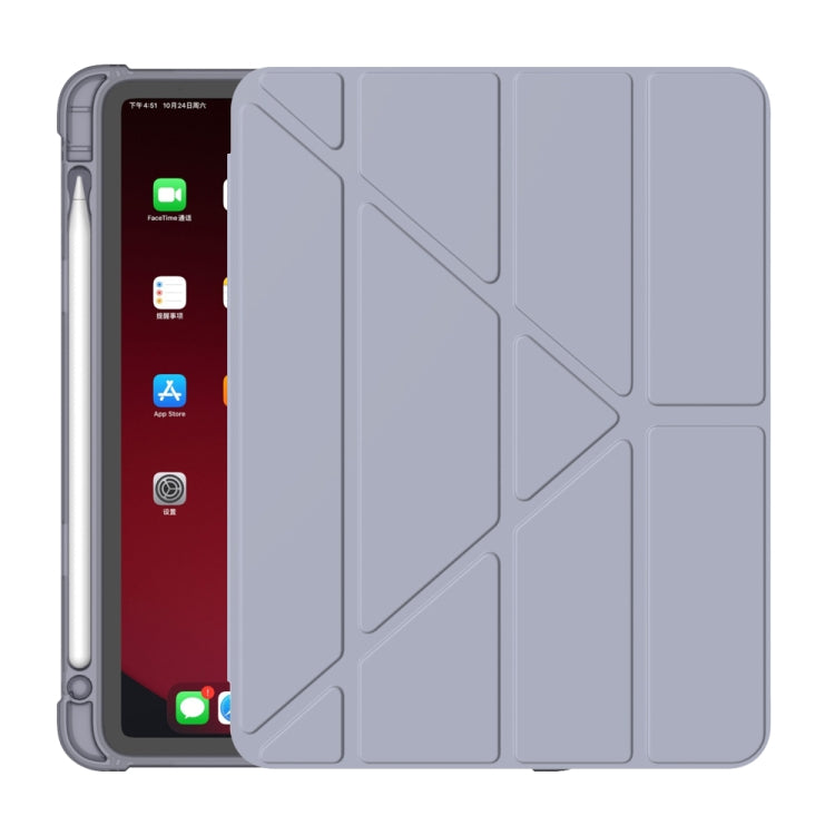 For iPad Air 11 2024 / Air 2022 10.9 Multi-folding Matte Surface Leather Tablet Case with Pen Slot