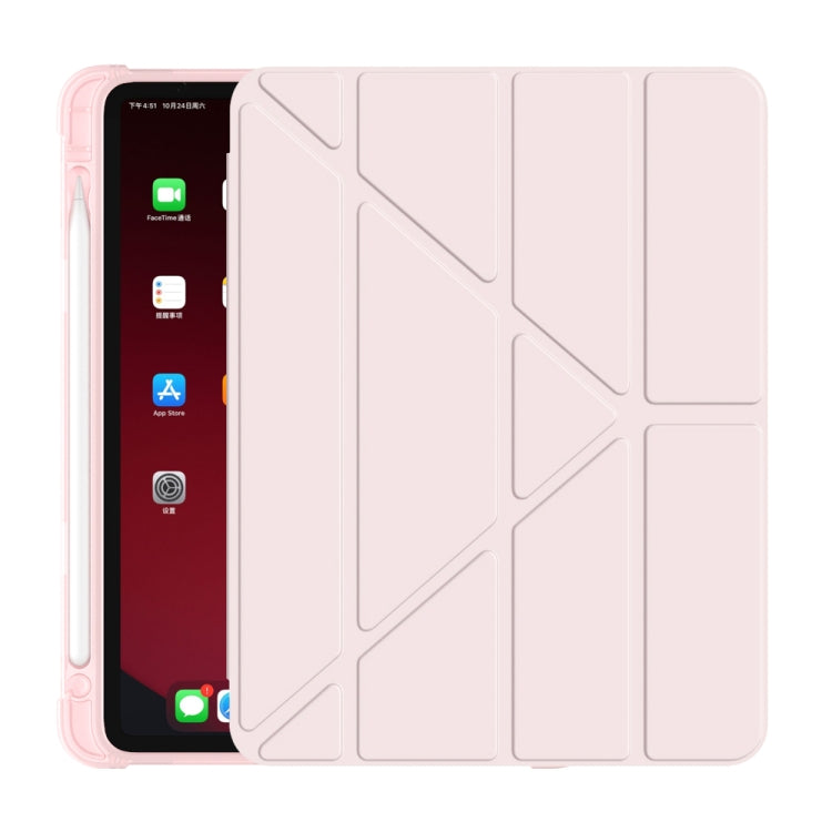 For iPad Air 11 2024 / Air 2022 10.9 Multi-folding Matte Surface Leather Tablet Case with Pen Slot