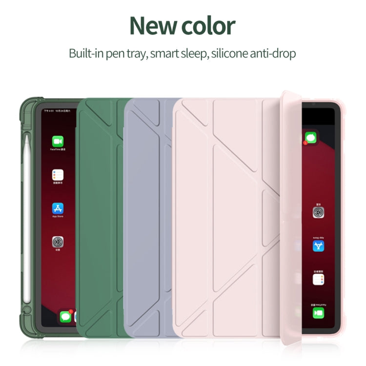 For iPad Air 11 2024 / Air 2022 10.9 Multi-folding Matte Surface Leather Tablet Case with Pen Slot