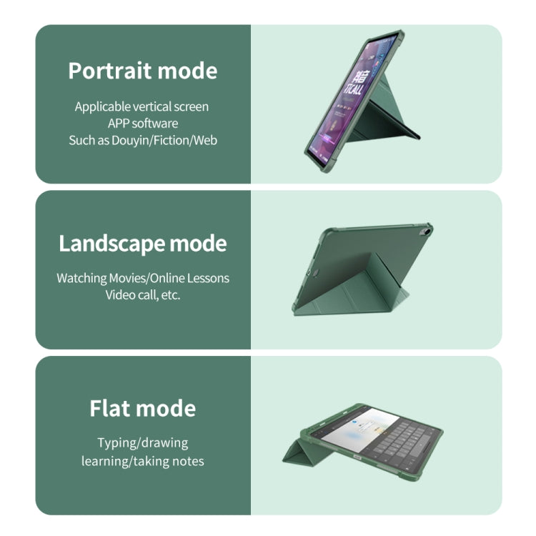 For iPad Air 11 2024 / Air 2022 10.9 Multi-folding Matte Surface Leather Tablet Case with Pen Slot