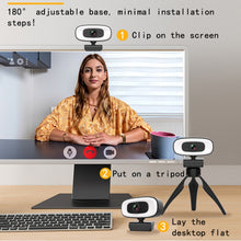 Load image into Gallery viewer, C10 2K HD Without Distortion 360 Degrees Rotate Three-speed Fill Light USB Free Drive Webcams, Built-in  Sound Clearer Microphone
