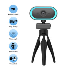 Load image into Gallery viewer, C11 2K Picture Quality HD Without Distortion 360 Degrees Rotate Built-in Microphone Sound Clear Webcams with Tripod