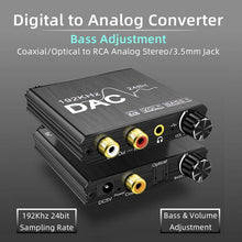 Load image into Gallery viewer, Digital To Analog Audio Converter Stereo Extractor DAC Amplifier Optical SPDIF 192Khz 24Bit