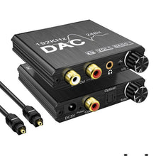 Load image into Gallery viewer, Digital To Analog Audio Converter Stereo Extractor DAC Amplifier Optical SPDIF 192Khz 24Bit