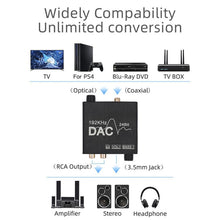 Load image into Gallery viewer, Digital To Analog Audio Converter Stereo Extractor DAC Amplifier Optical SPDIF 192Khz 24Bit