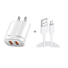 Load image into Gallery viewer, Dual USB Portable Travel Charger + 1 Meter USB to 8 Pin Data Cable, US Plug