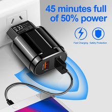 Load image into Gallery viewer, Dual USB Portable Travel Charger + 1 Meter USB to 8 Pin Data Cable, US Plug
