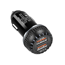 Load image into Gallery viewer, YSY-349 QC3.0 Dual USB Port Car Charger + 1m 3A USB to Micro USB Data Cable, with Micro USB Cable