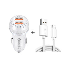 Load image into Gallery viewer, YSY-349 QC3.0 Dual USB Port Car Charger + 1m 3A USB to Micro USB Data Cable, with Micro USB Cable