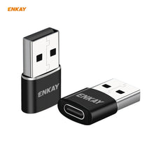Load image into Gallery viewer, ENKAY ENK-AT105 USB Male to FemaleType-C Aluminium Alloy Adapter Converter, Support Quick Charging &amp; Data Transmission