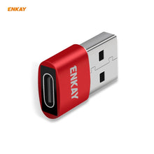 Load image into Gallery viewer, ENKAY ENK-AT105 USB Male to FemaleType-C Aluminium Alloy Adapter Converter, Support Quick Charging &amp; Data Transmission