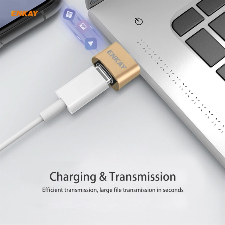 ENKAY ENK-AT105 USB Male to FemaleType-C Aluminium Alloy Adapter Converter, Support Quick Charging & Data Transmission