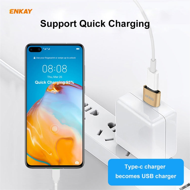 ENKAY ENK-AT105 USB Male to FemaleType-C Aluminium Alloy Adapter Converter, Support Quick Charging & Data Transmission