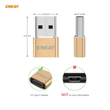 Load image into Gallery viewer, ENKAY ENK-AT105 USB Male to FemaleType-C Aluminium Alloy Adapter Converter, Support Quick Charging &amp; Data Transmission