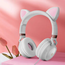 Load image into Gallery viewer, P28 Cat Ear Wired Headphone Muisc Stereo Headset with Microphone