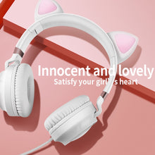 Load image into Gallery viewer, P28 Cat Ear Wired Headphone Muisc Stereo Headset with Microphone
