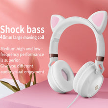 Load image into Gallery viewer, P28 Cat Ear Wired Headphone Muisc Stereo Headset with Microphone
