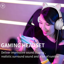 Load image into Gallery viewer, P28 Cat Ear Wired Headphone Muisc Stereo Headset with Microphone