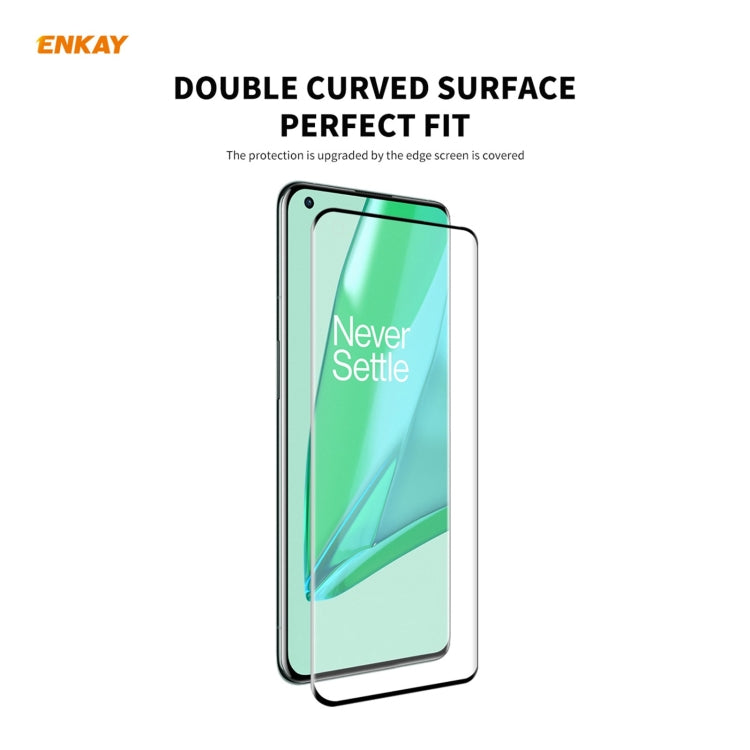 For OnePlus 9 Pro ENKAY Hat-Prince 0.26mm 9H 3D Explosion-proof Full Screen Curved Heat Bending Tempered Glass Film