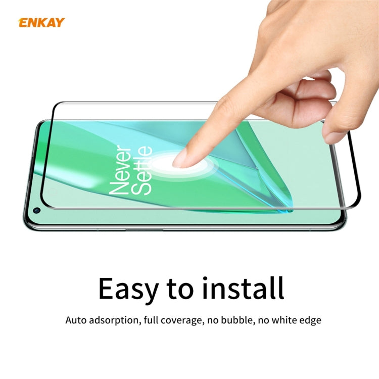 For OnePlus 9 Pro ENKAY Hat-Prince 0.26mm 9H 3D Explosion-proof Full Screen Curved Heat Bending Tempered Glass Film