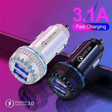 Load image into Gallery viewer, YSY-349 QC3.0 Dual Port USB Car Charger + 3A USB to 8 Pin Data Cable, Length: 1m, with 8 Pin Cable