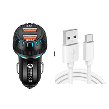 Load image into Gallery viewer, YSY-349 QC3.0 Dual Port USB Car Charger + 3A USB to USB-C / Type-C Data Cable, Length: 1m, with USB-C / Type-C Cable