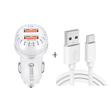 Load image into Gallery viewer, YSY-349 QC3.0 Dual Port USB Car Charger + 3A USB to USB-C / Type-C Data Cable, Length: 1m, with USB-C / Type-C Cable