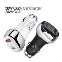 Load image into Gallery viewer, YSY-312PD PD 20W USB-C / Type-C + QC3.0 18W USB Interface 38W High-power Car Charger, PD 20W