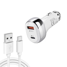 Load image into Gallery viewer, YSY-312PD QC3.0 18W USB + PD 20W USB-C / Type-C Car Charger with USB to USB-C / Type-C Data Cable, PD 20W with USB-C / Type-C Cable