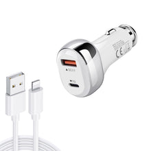 Load image into Gallery viewer, YSY-312PD QC3.0 18W USB + PD 20W USB-C / Type-C Car Charger with USB to 8 Pin Data Cable, PD 20W with 8 Pin Cable