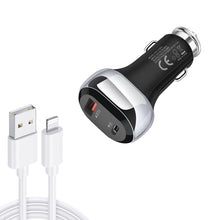 Load image into Gallery viewer, YSY-312PD QC3.0 18W USB + PD 20W USB-C / Type-C Car Charger with USB to 8 Pin Data Cable, PD 20W with 8 Pin Cable