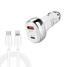 Load image into Gallery viewer, YSY-312PD QC3.0 18W USB + PD 20W USB-C / Type-C Car Charger with Type-C to 8 Pin Data Cable, PD 20W with Type-C to 8 Pin Cable