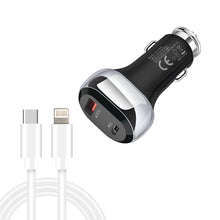 Load image into Gallery viewer, YSY-312PD QC3.0 18W USB + PD 20W USB-C / Type-C Car Charger with Type-C to 8 Pin Data Cable, PD 20W with Type-C to 8 Pin Cable