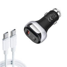 Load image into Gallery viewer, YSY-312PD QC3.0 18W USB + PD 20W USB-C / Type-C Car Charger with Type-C to Type-C Data Cable, PD 20W with Type-C to Type-C Cable