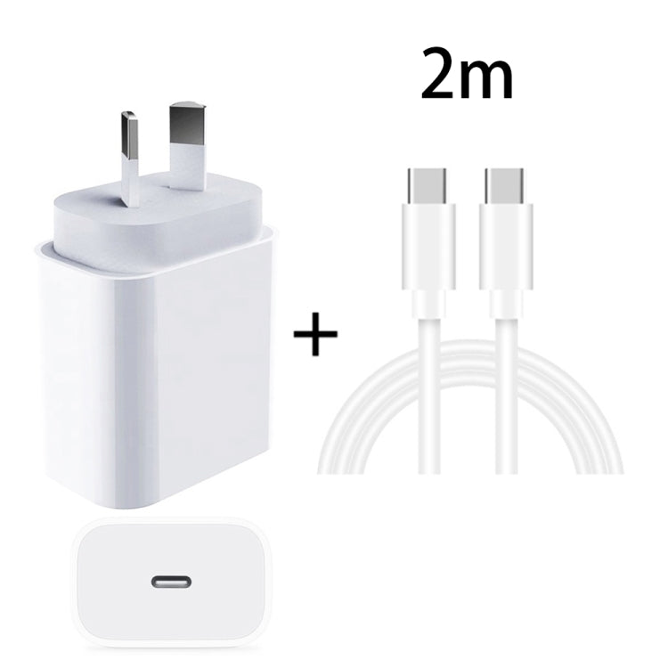 20W PD 3.0 Travel Fast Charger Power Adapter with USB-C / Type-C to Type-C Fast Charge Data Cable, AU Plug, 1m, 2m