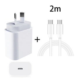 20W PD 3.0 Travel Fast Charger Power Adapter with USB-C / Type-C to Type-C Fast Charge Data Cable, AU Plug, 1m, 2m