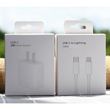 Load image into Gallery viewer, PD 20W Single USB-C / Type-C Port Travel Charger + 3A PD3.0 USB-C / Type-C to 8 Pin Fast Charge Data Cable Set, US Plug, 20W US Plug + PD Cable 1.5m, 20W US Plug + PD Cable 2m