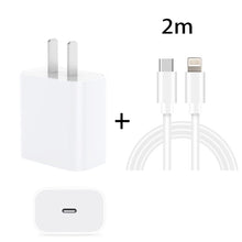 Load image into Gallery viewer, PD 20W Single USB-C / Type-C Port Travel Charger + 3A PD3.0 USB-C / Type-C to 8 Pin Fast Charge Data Cable Set, US Plug, 20W US Plug + PD Cable 1.5m, 20W US Plug + PD Cable 2m